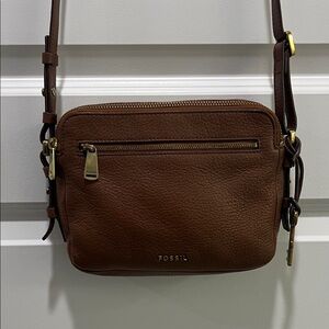 Fossil Dark Brown Leather Messenger Bag